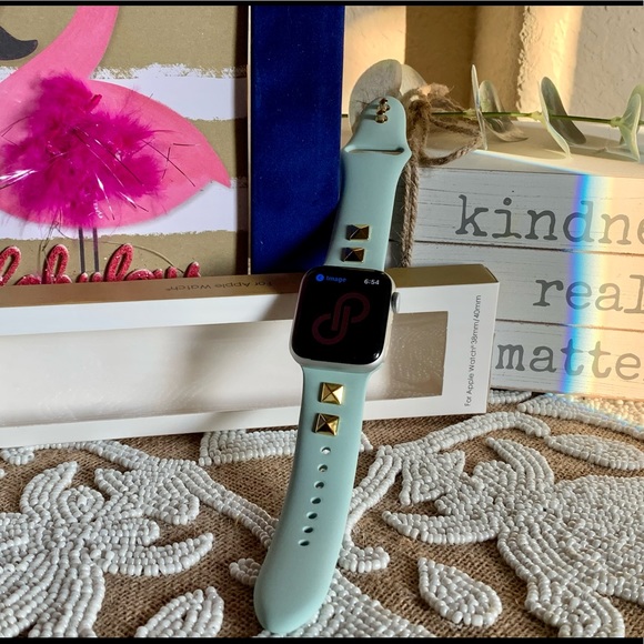 NWT Gold Studded Silicone Band for Apple Watch - Picture 2 of 7